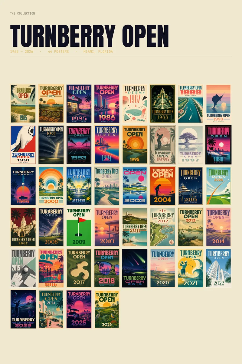All 44 Turnberry Open posters on one sheet